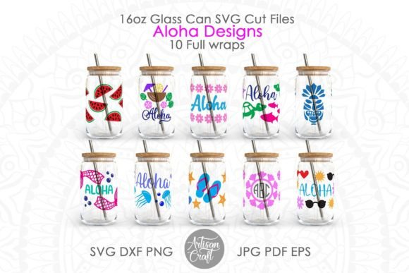 Aloha Designs for 16oz Can Glass
