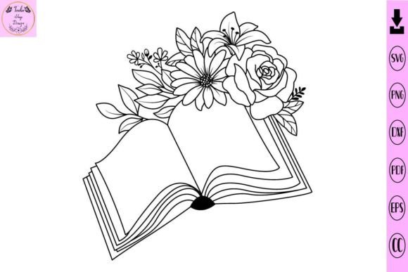 Book with Flower Svg Readding Teacher Graphics