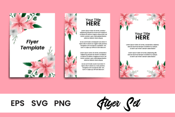 Brochure Flyer Lily Watercolor Flower Graphics
