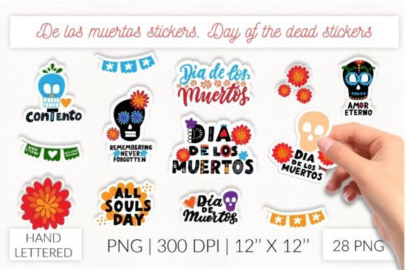 Day of the Dead De Los Muertos Stickers: Graphics and Print Templates