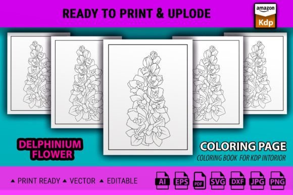 Delphinium: Graphics and Coloring Pages Amp