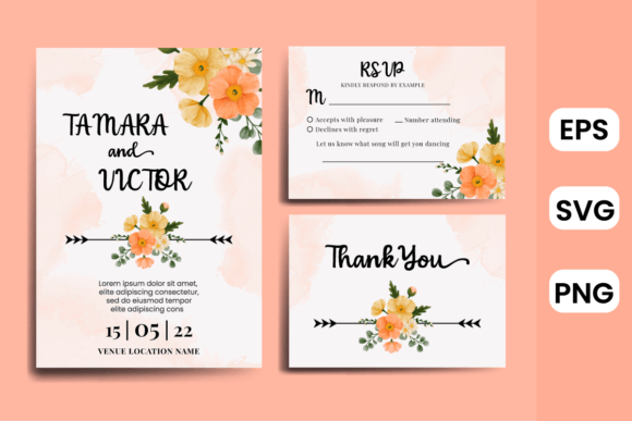 Engagement Party Invitation Poppies SVG: Graphics for Print Templates