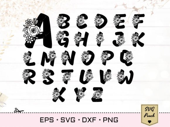 Floral Alphabet SVG Set for Graphic Templates