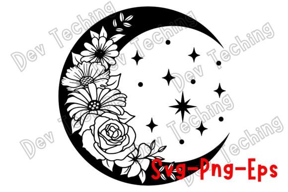 Floral Moon Svg File for Graphics and Crafts