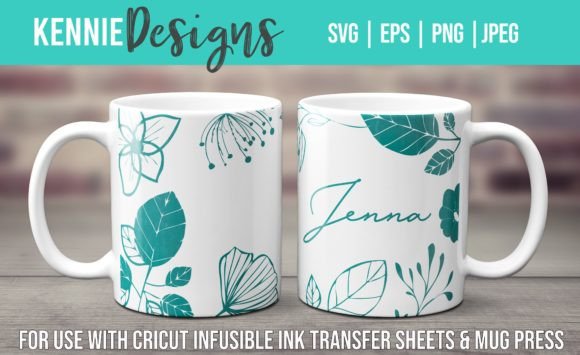 Floral Mug Template SVG for Crafts and Graphics