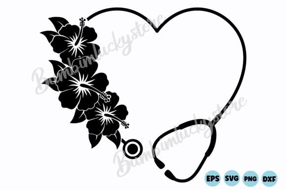 Floral Stethoscope Silhouette: Graphics and Crafts for Editorial Design