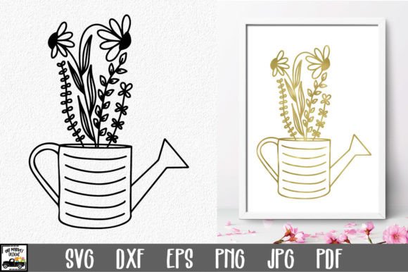 Flower Watering Can SVG File: Graphics and Crafts