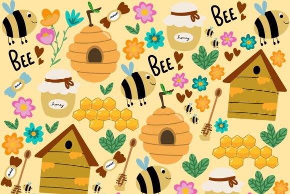 Honey Seamless Pattern - Bees and Honey