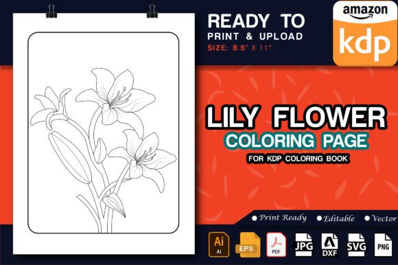 Lily Flower Coloring Page for Adults