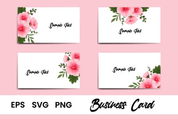 Name Card Hollyhock Flower Template SVG