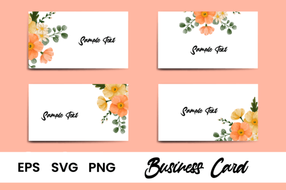 Name Card Poppies Flower Watercolor Graphics