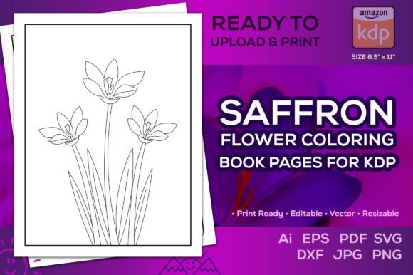 Saffron Flower Coloring Page of Kdp Book