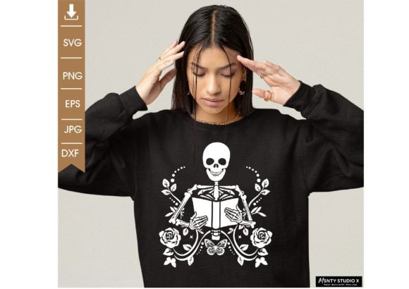 Skeleton Holding Book Svg: Graphics for Creative Branding