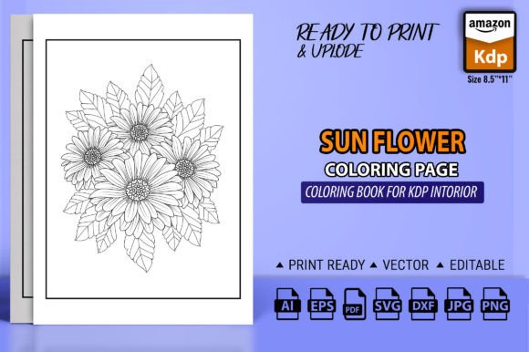 Sun Flower Outline Sketch Book Adult: Graphics and Coloring Pages Amp