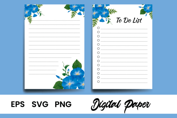 To Do List Template Blue Flower SVG Graphics