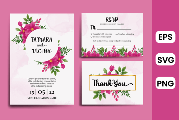 Wedding Invitation Clematis Flower Frame Graphics