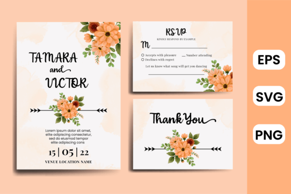 Wedding Invitation Dahlia Flower SVG: Graphics & Print Templates