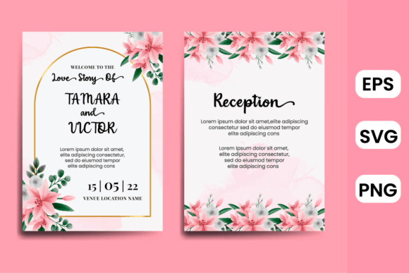 Wedding Invitation Flower Frame Lily SVG