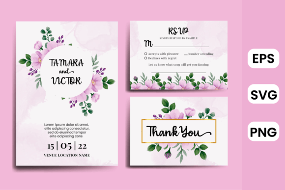 Wedding Invitation Mini Rose Watercolor Graphics