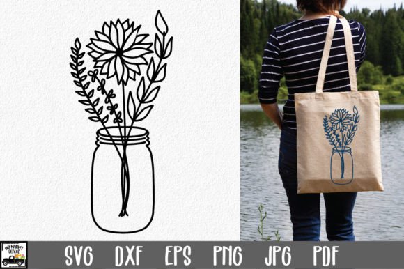 Wildflower Mason Jar SVG File: Graphics and Crafts in One