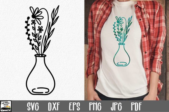 Wildflower Vase SVG File for Graphics and Crafts