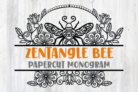 Zentangle Bee Papercut Monogram SVG: Graphics and Crafts in One