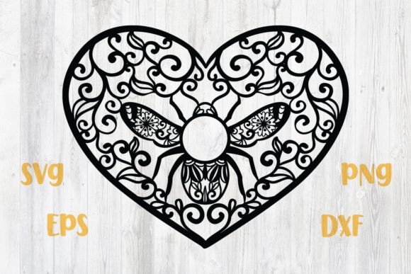 Zentangle Heart Monogram with Bee: Graphics for Crafts & Content